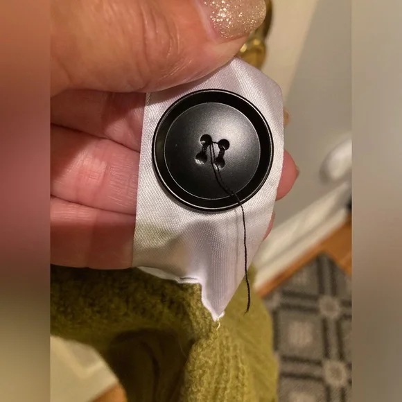 Silk Maison 100% Wool Career Office Chunky Avocado Green Fall Sweater Coat SZ S - Picture 14 of 16